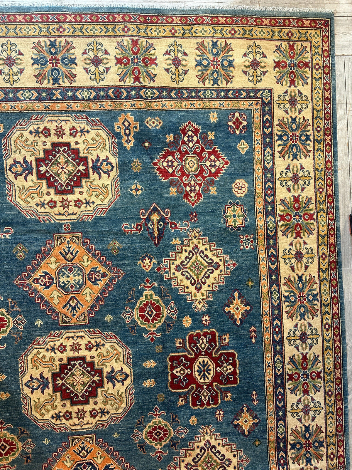 Afghan Super Kazak Rug 8'4" x 10'5", Hand-Knotted Wool, Red, view 4