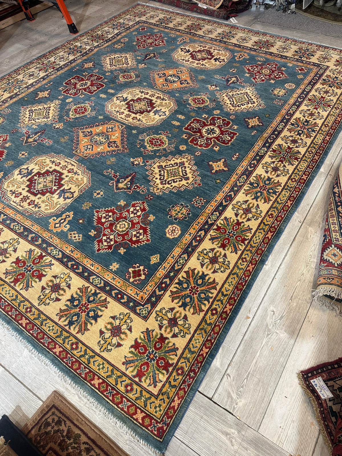 Afghan Super Kazak Rug 8'4" x 10'5", Hand-Knotted Wool, Red, view 8