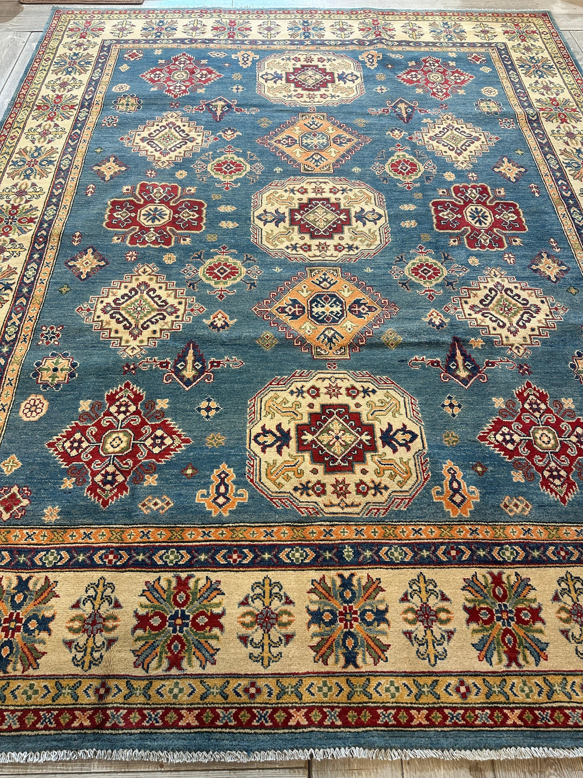 Afghan Super Kazak Rug 8'4" x 10'5", Hand-Knotted Wool, Red, view 9