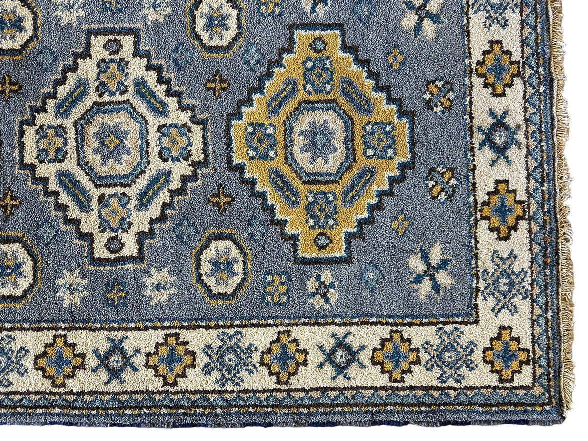 Indian Oushak Rug 3'1" x 5'1", Hand-Knotted Wool, Ivory & Beige, view 4