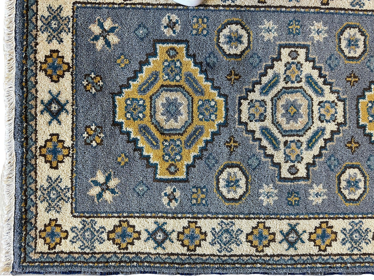 Indian Oushak Rug 3'1" x 5'1", Hand-Knotted Wool, Ivory & Beige, view 5