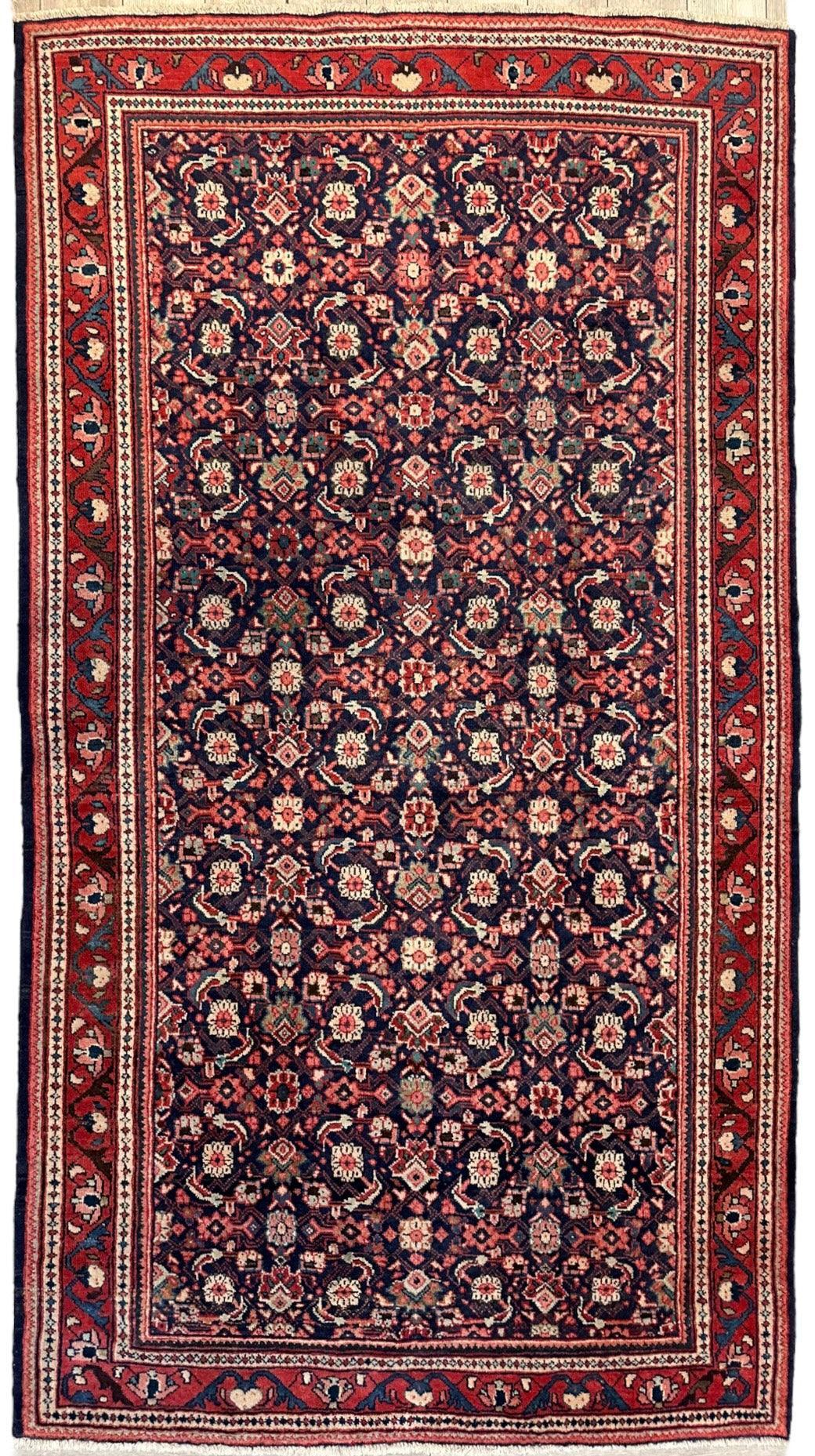 Vintage Persian Mahal Rug 5'6" x 10'3", Hand-Knotted Wool, 1960s