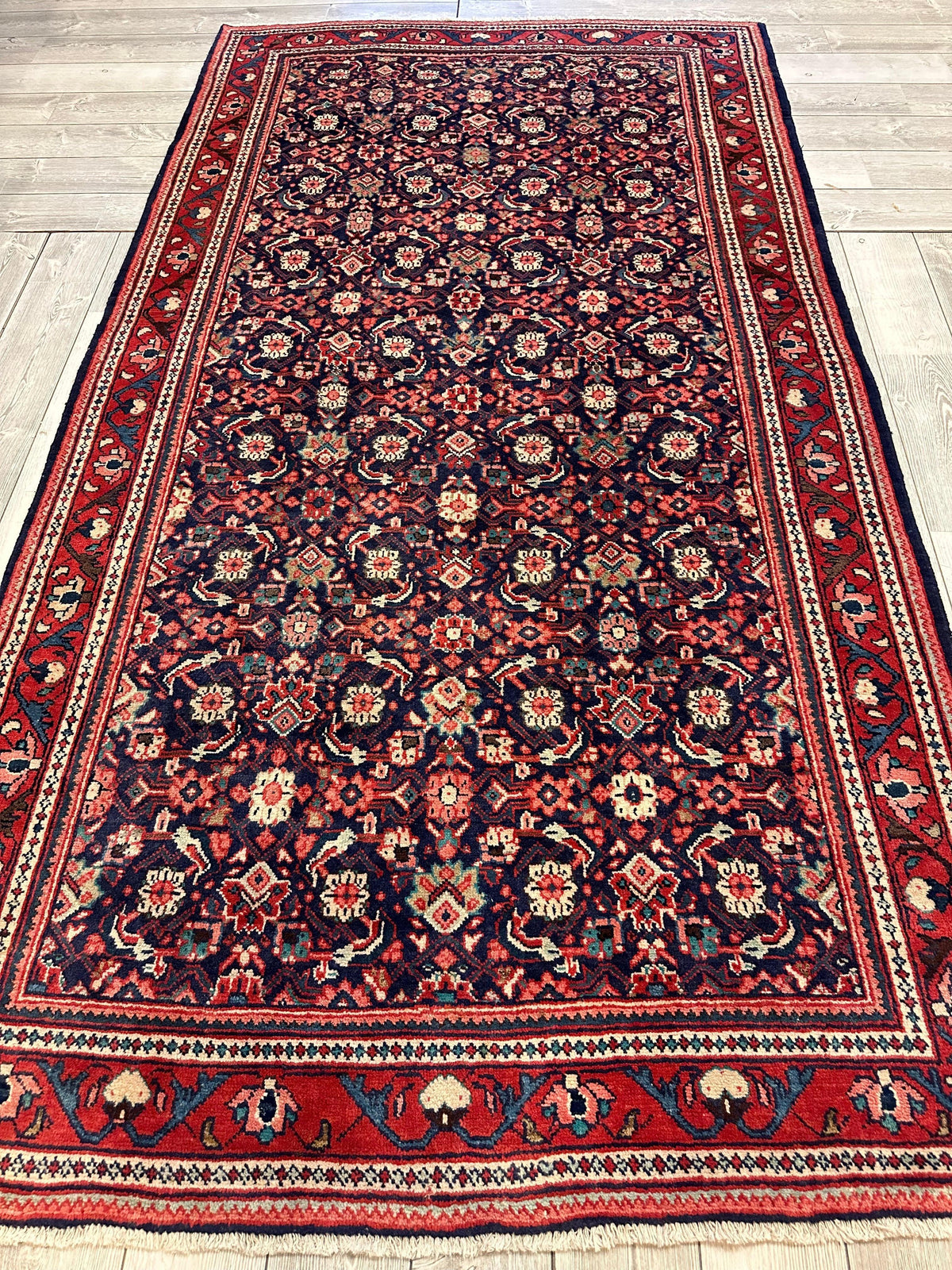 Vintage Persian Mahal Rug 5'6" x 10'3", Hand-Knotted Wool, 1960s, view 12