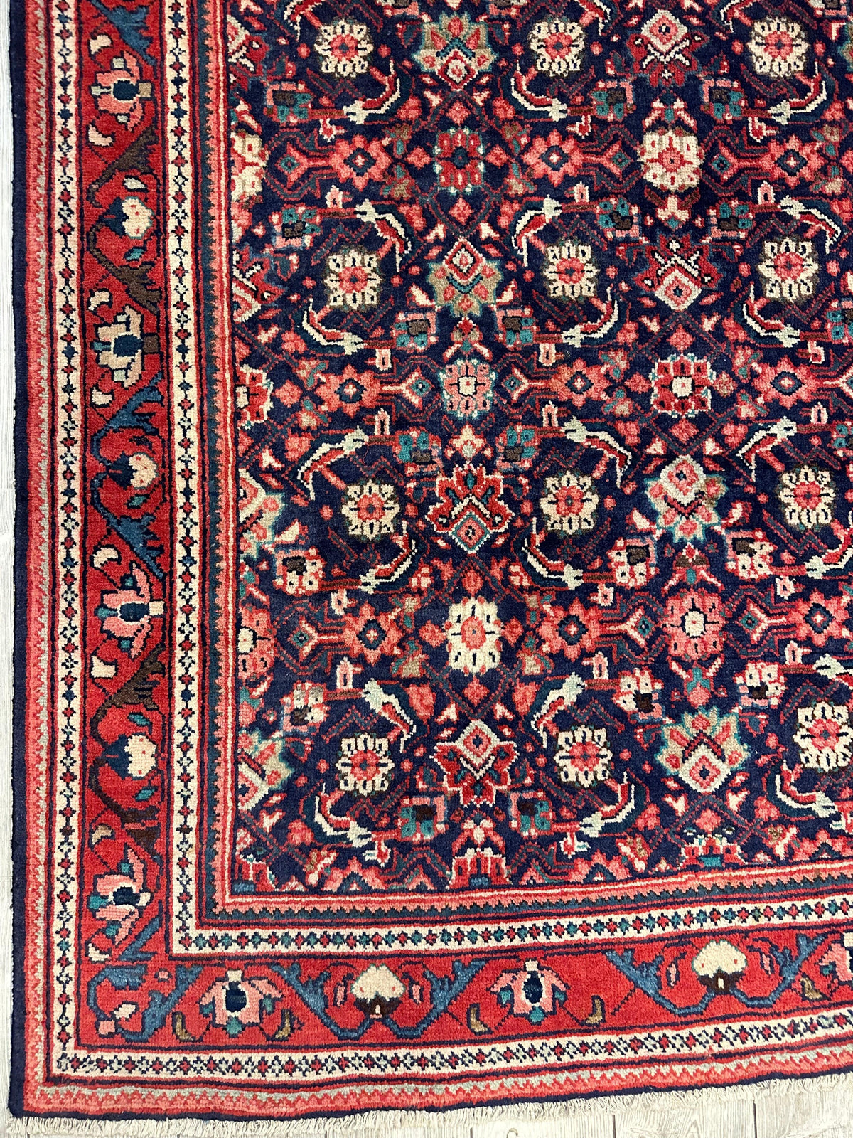 Vintage Persian Mahal Rug 5'6" x 10'3", Hand-Knotted Wool, 1960s, view 19