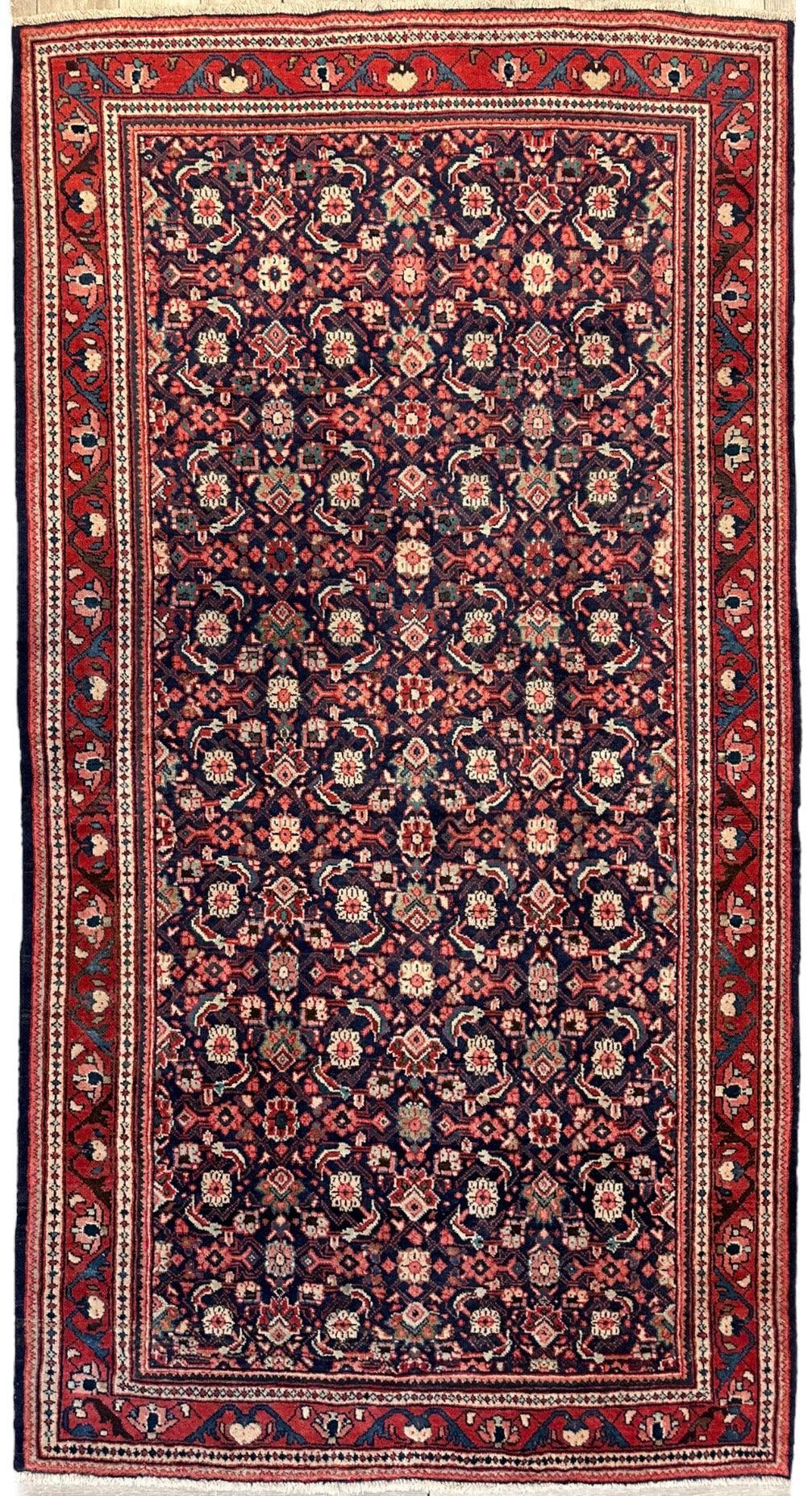 Vintage Persian Mahal Rug 5'6" x 10'3", Hand-Knotted Wool, 1960s, view 5