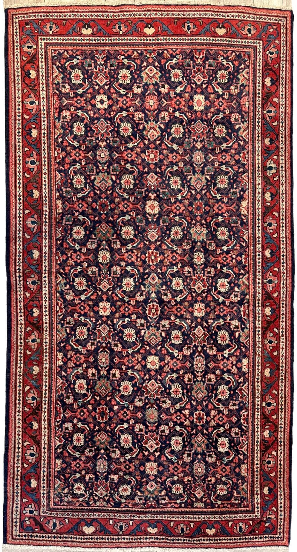 Vintage Persian Mahal Rug 5'6" x 10'3", Hand-Knotted Wool, 1960s, view 6