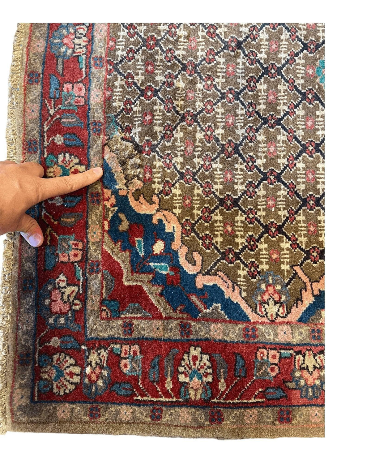 Vintage Persian Hamadan Rug 3'4" x 5'6", Hand-Knotted Wool, 1950s, view 4
