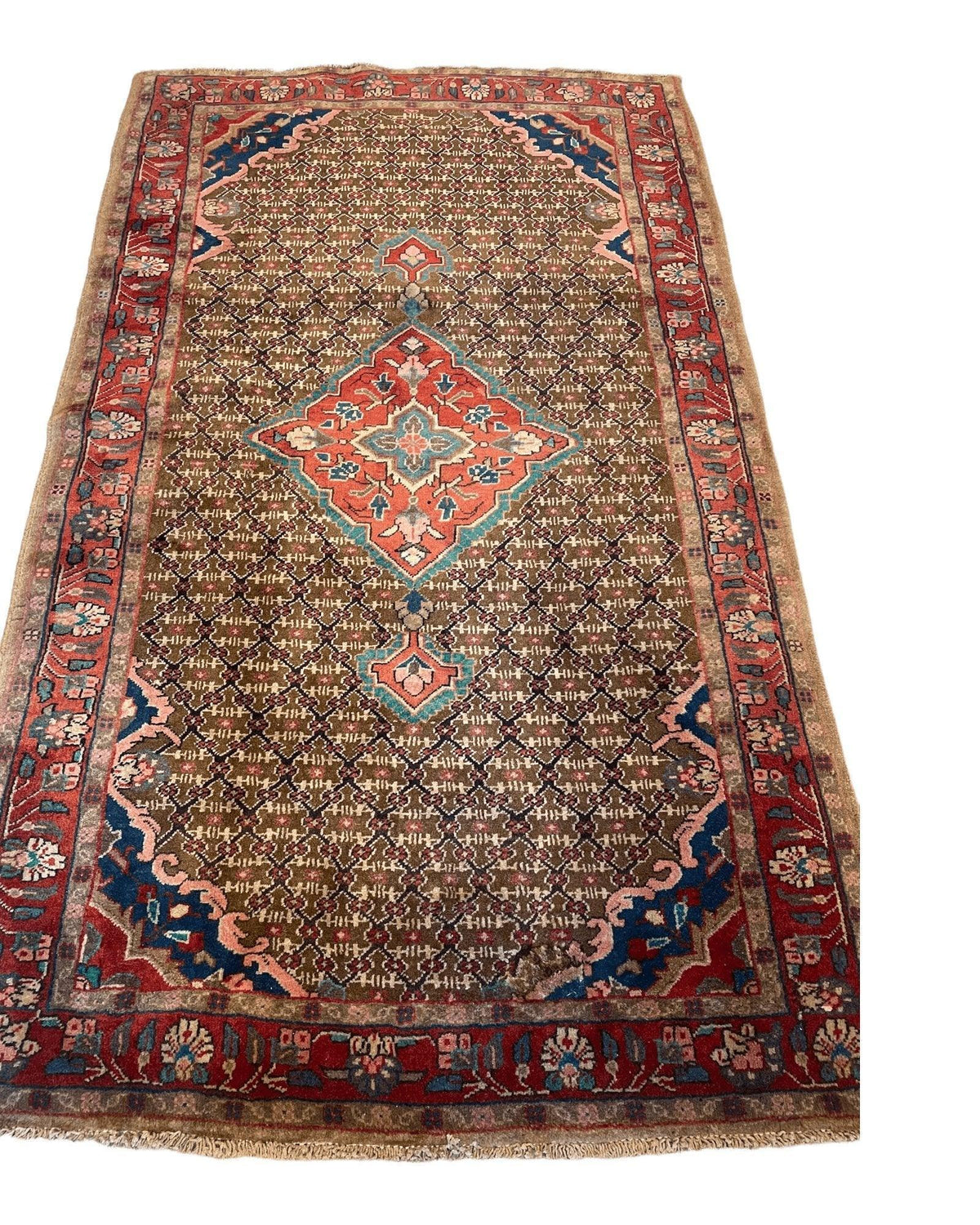 Vintage Persian Hamadan Rug 3'4" x 5'6", Hand-Knotted Wool, 1950s, view 7
