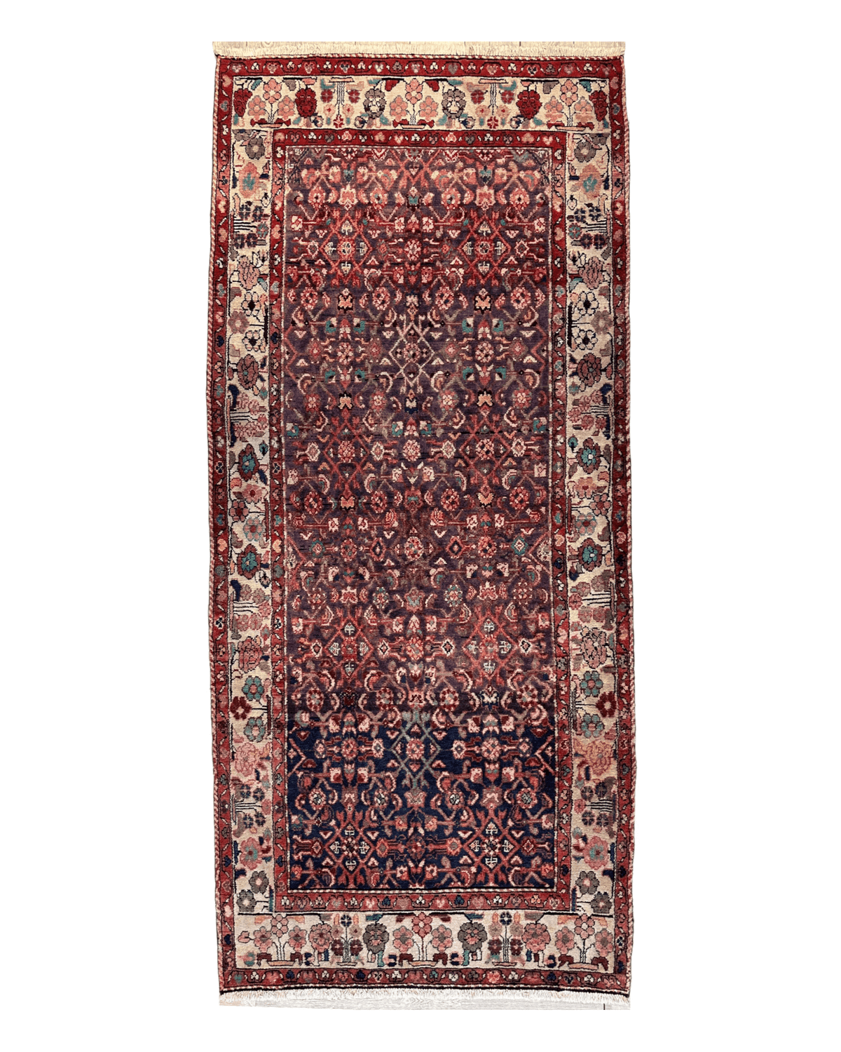 Vintage Persian Hamadan Rug 4'5" x 9'8", Hand-Knotted Wool, 1970s, view 10