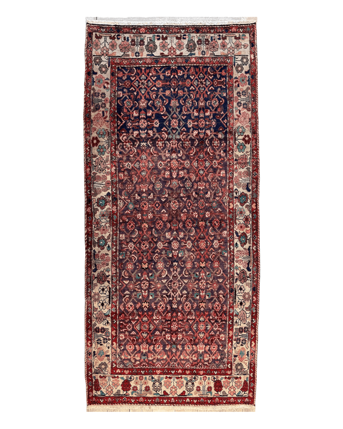 Vintage Persian Hamadan Rug 4'5" x 9'8", Hand-Knotted Wool, 1970s, view 11