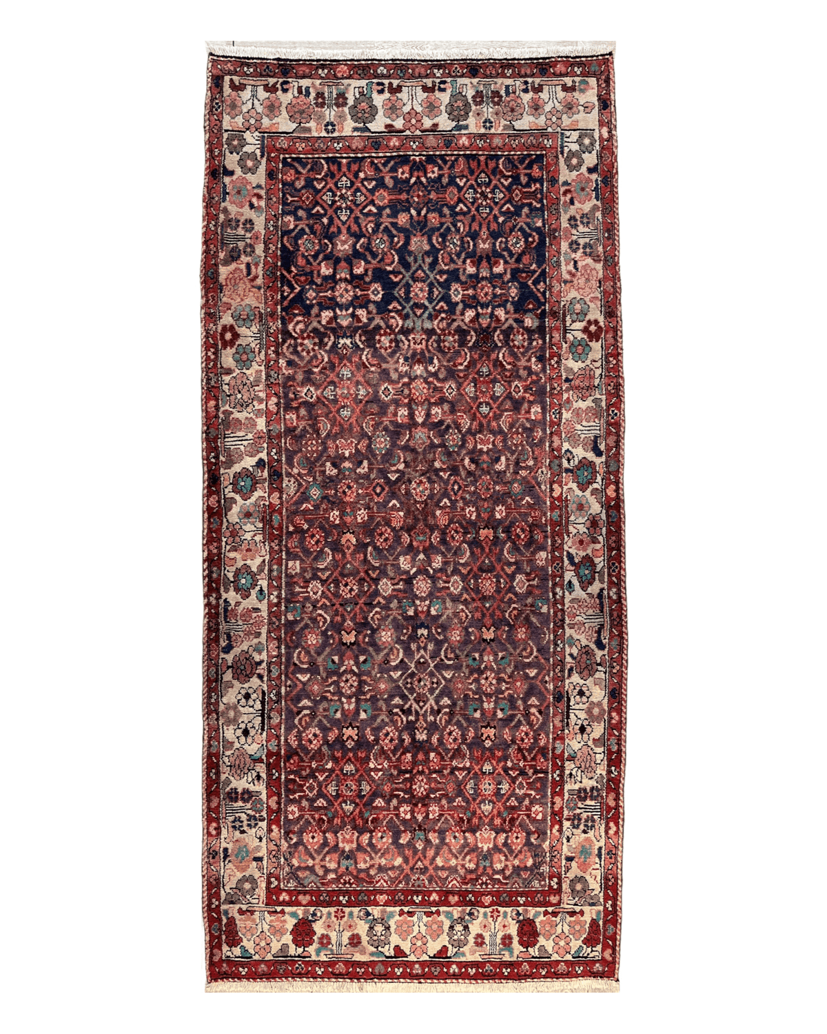 Vintage Persian Hamadan Rug 4'5" x 9'8", Hand-Knotted Wool, 1970s, view 13