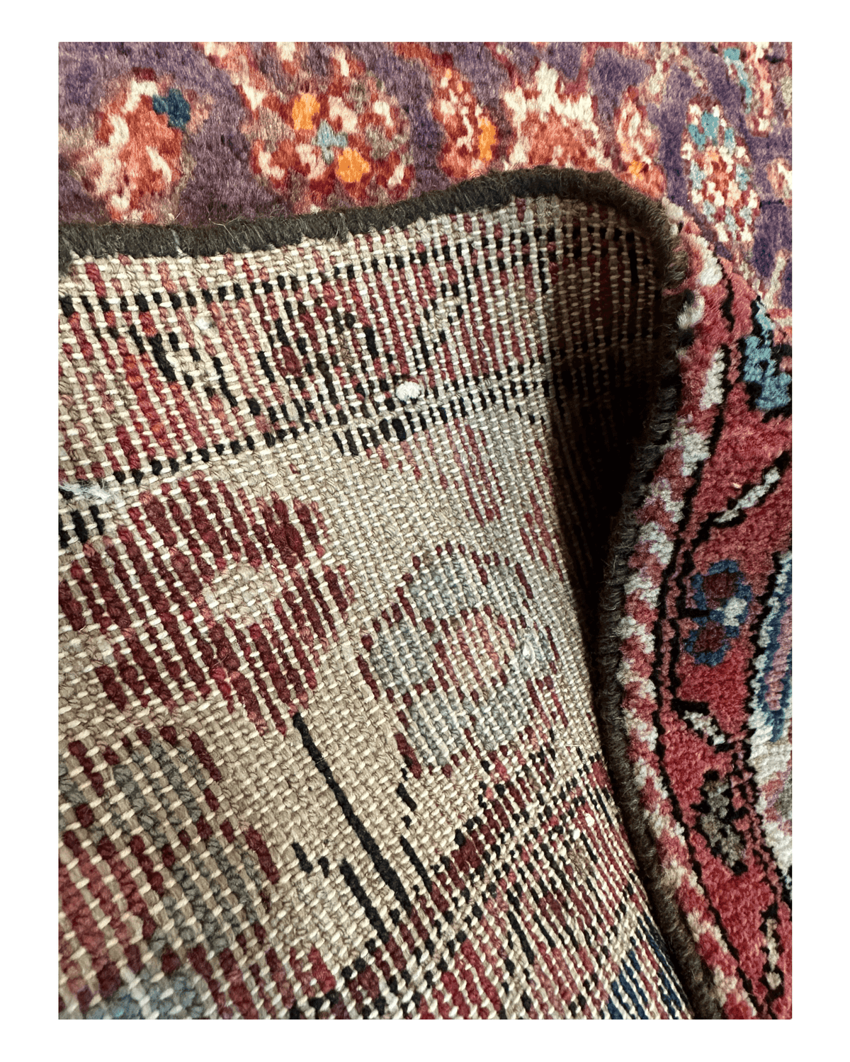 Vintage Persian Hamadan Rug 4'5" x 9'8", Hand-Knotted Wool, 1970s, view 14