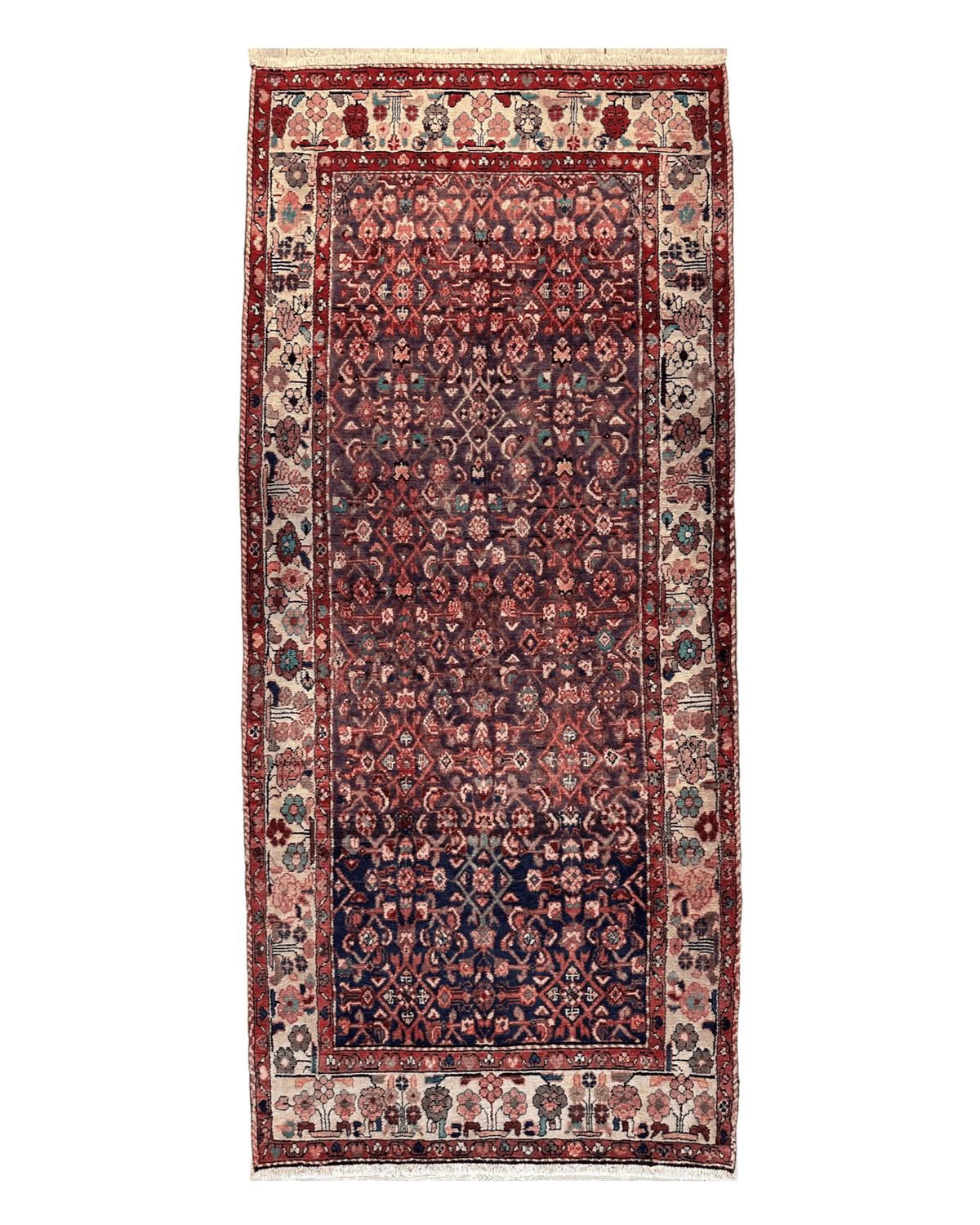 Vintage Persian Hamadan Rug 4'5" x 9'8", Hand-Knotted Wool, 1970s, view 2