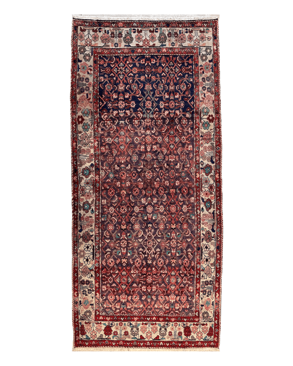 Vintage Persian Hamadan Rug 4'5" x 9'8", Hand-Knotted Wool, 1970s, view 4
