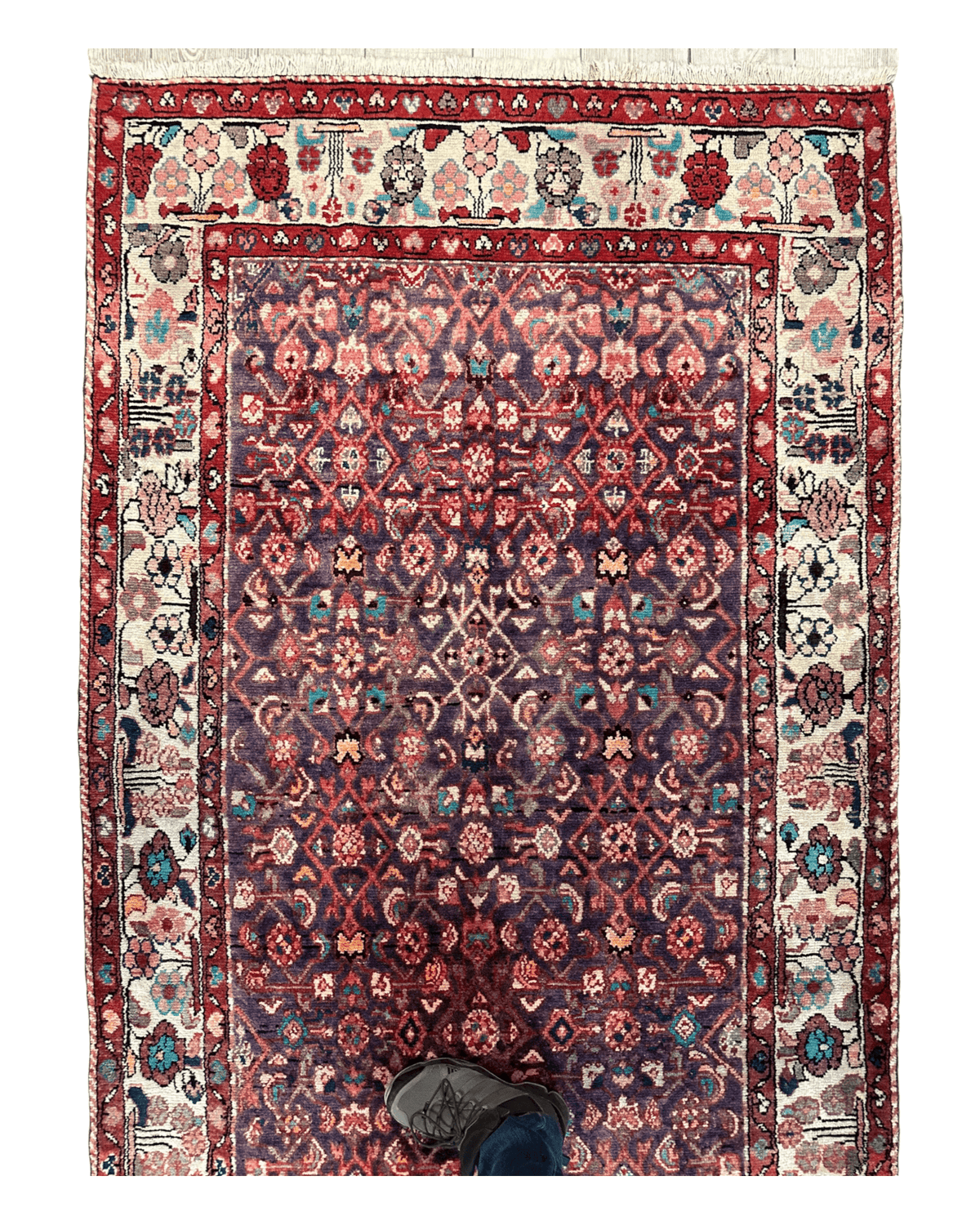 Vintage Persian Hamadan Rug 4'5" x 9'8", Hand-Knotted Wool, 1970s, view 5