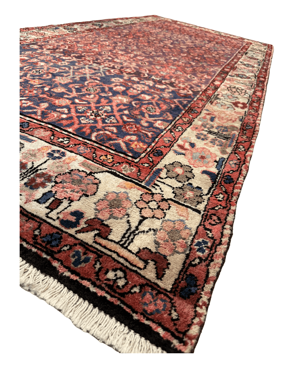 Vintage Persian Hamadan Rug 4'5" x 9'8", Hand-Knotted Wool, 1970s, view 6