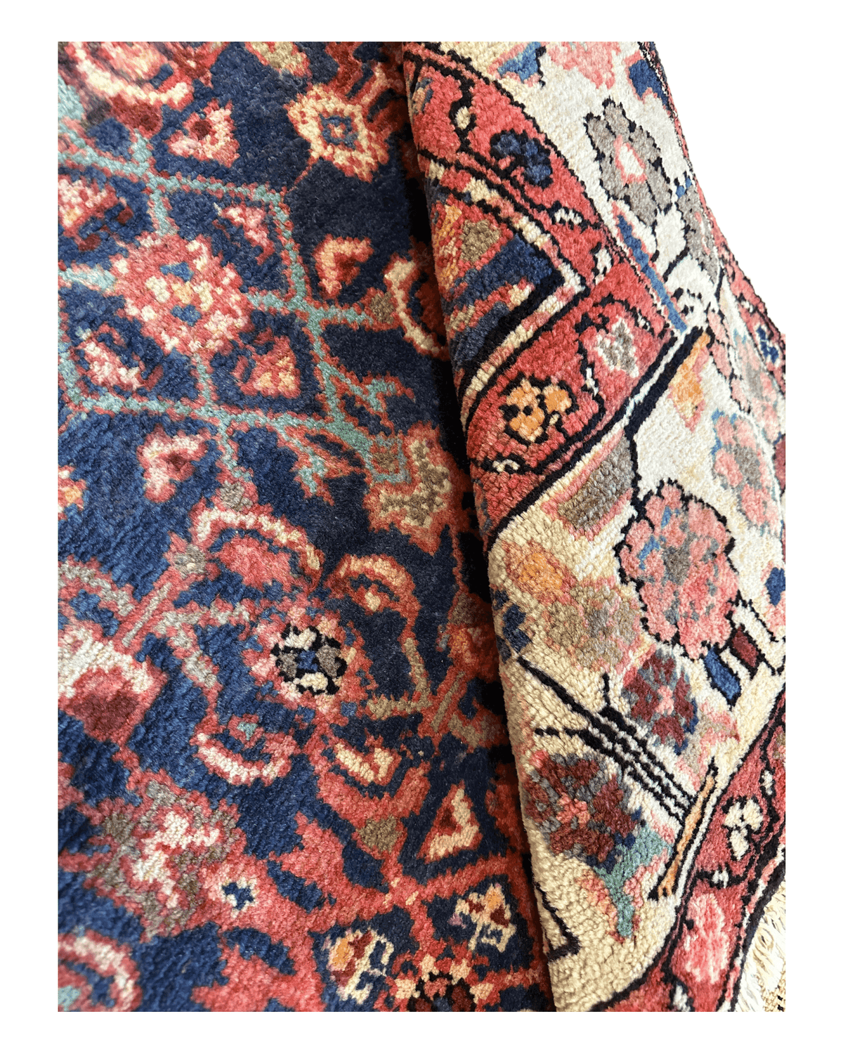 Vintage Persian Hamadan Rug 4'5" x 9'8", Hand-Knotted Wool, 1970s, view 7