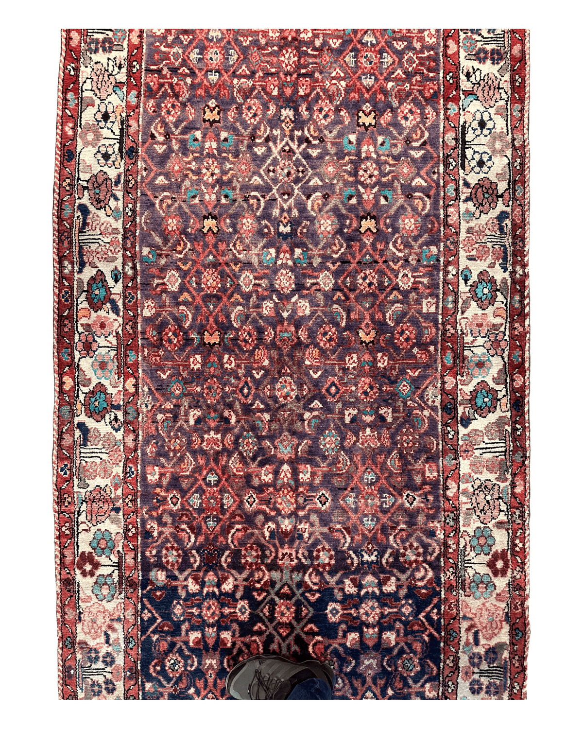 Vintage Persian Hamadan Rug 4'5" x 9'8", Hand-Knotted Wool, 1970s, view 8