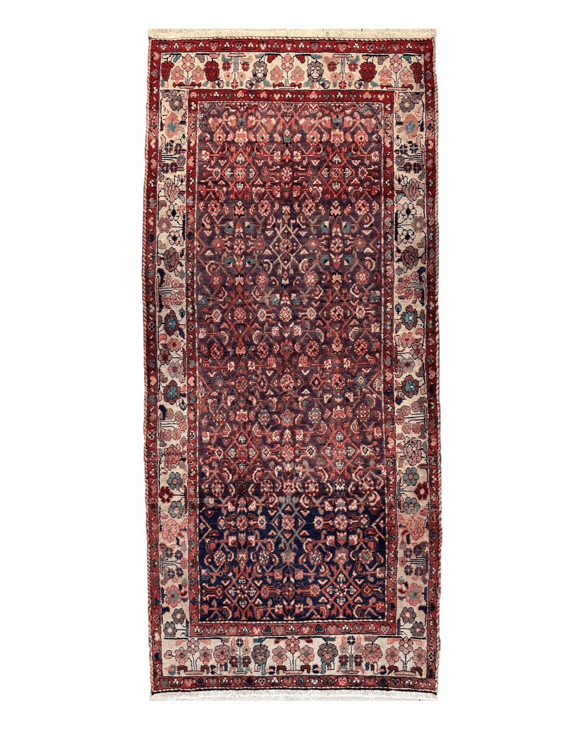 Vintage Persian Hamadan Rug 4'5" x 9'8", Hand-Knotted Wool, 1970s, view 9