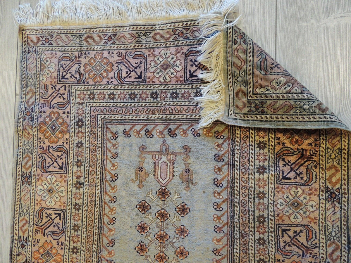 Vintage Turkish Kayseri Prayer Rug 2'10" x 4'7", Hand-Knotted Silk, view 5