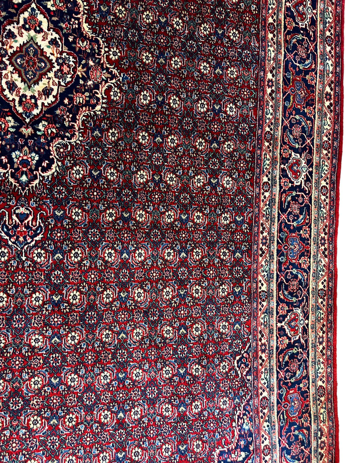 Vintage Persian Moud Rug 8'7" x 14'1", Hand-Knotted Wool, 1950s, view 10
