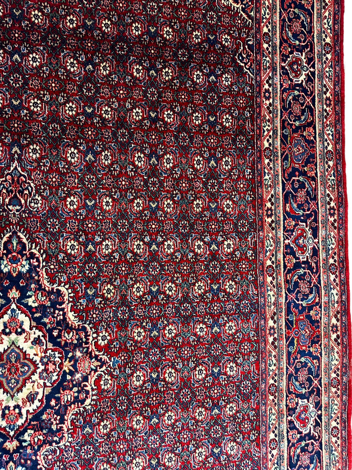 Vintage Persian Moud Rug 8'7" x 14'1", Hand-Knotted Wool, 1950s, view 11