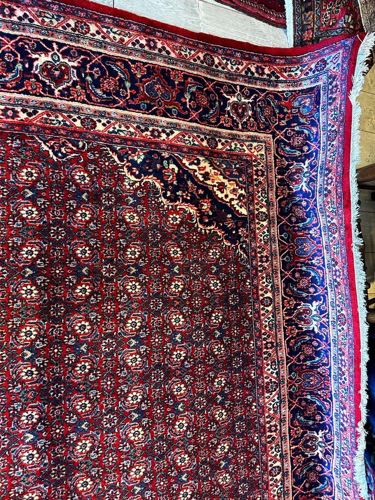 Vintage Persian Moud Rug 8'7" x 14'1", Hand-Knotted Wool, 1950s, view 14