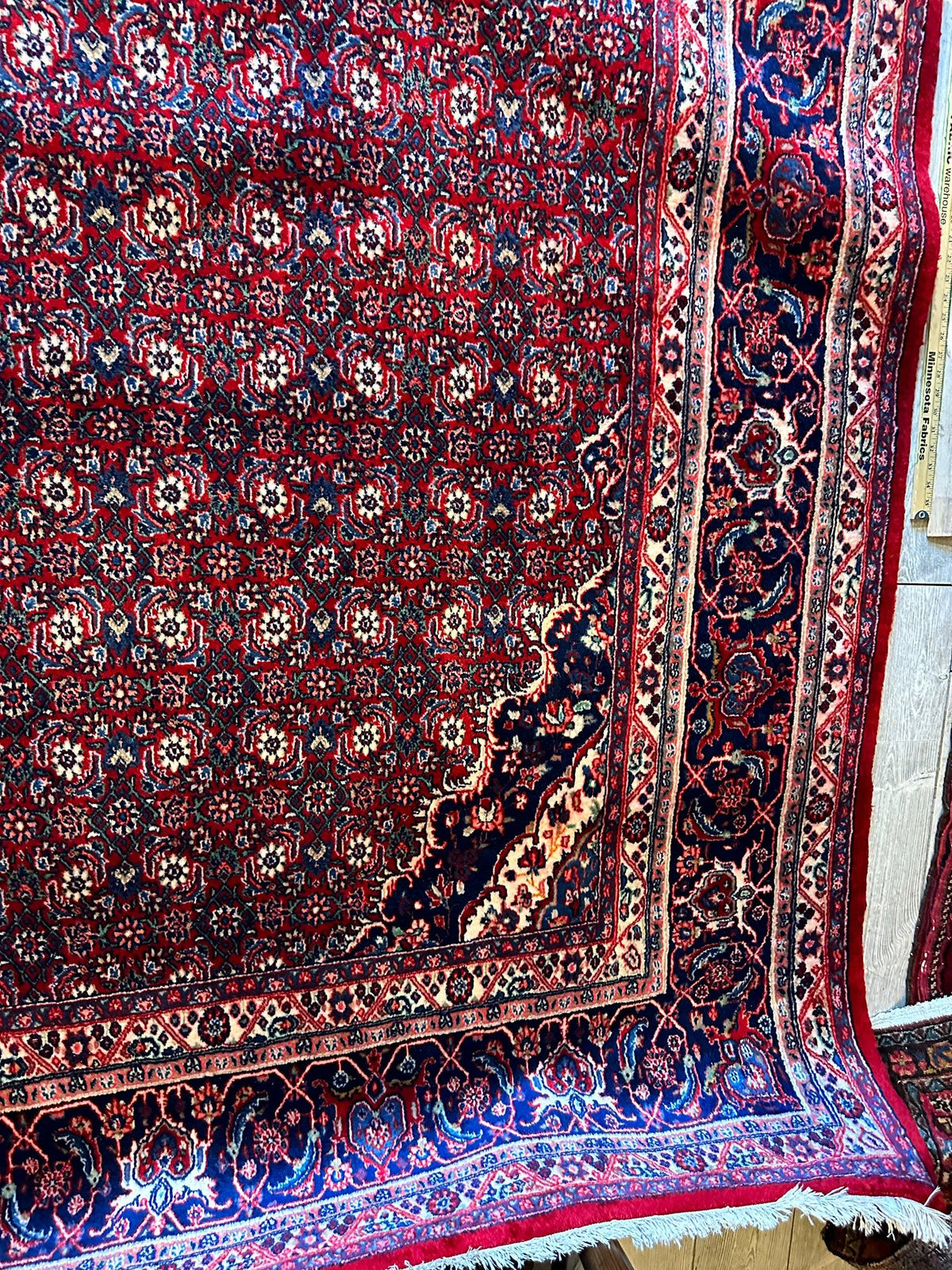 Vintage Persian Moud Rug 8'7" x 14'1", Hand-Knotted Wool, 1950s, view 15