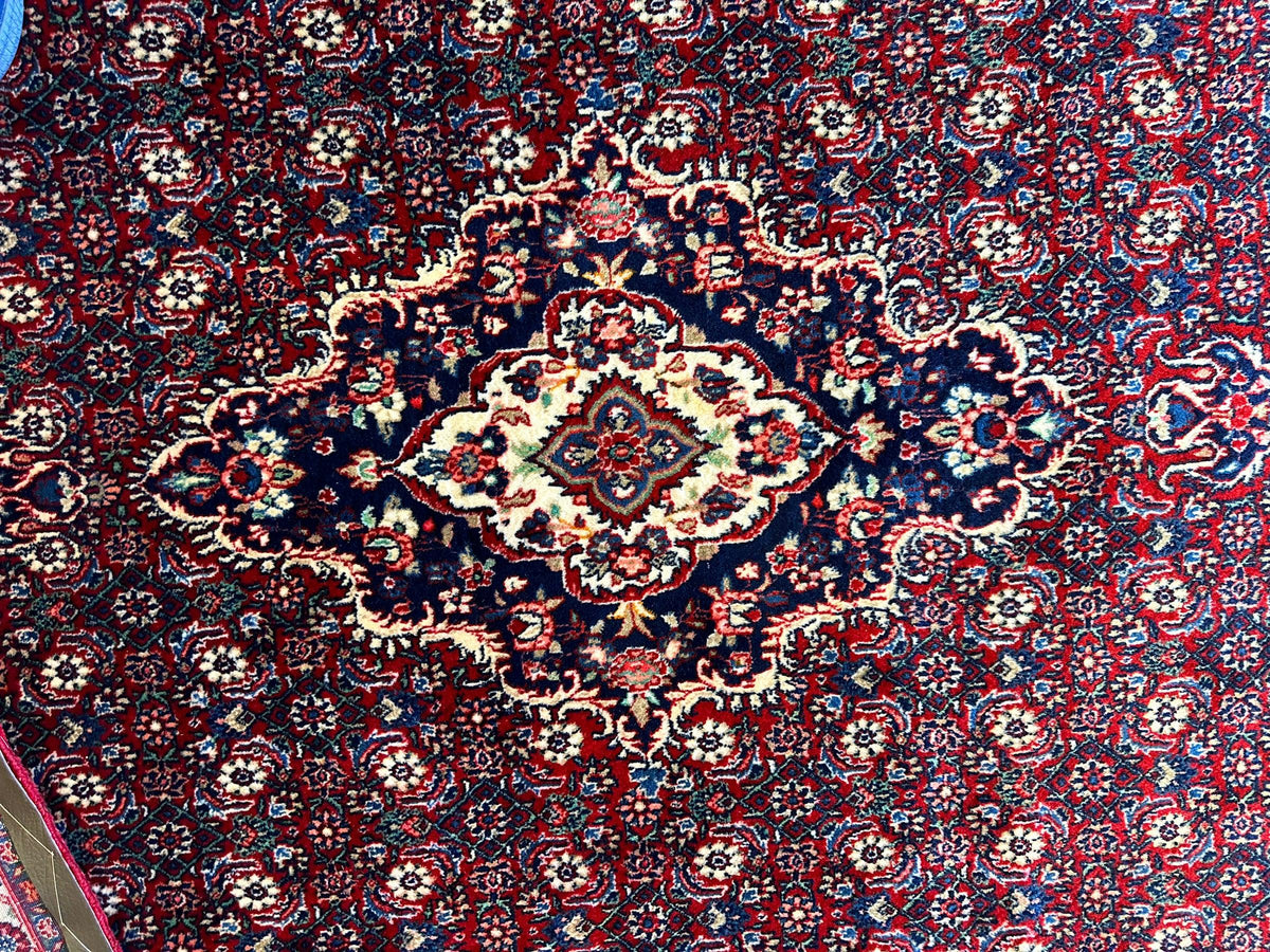Vintage Persian Moud Rug 8'7" x 14'1", Hand-Knotted Wool, 1950s, view 17