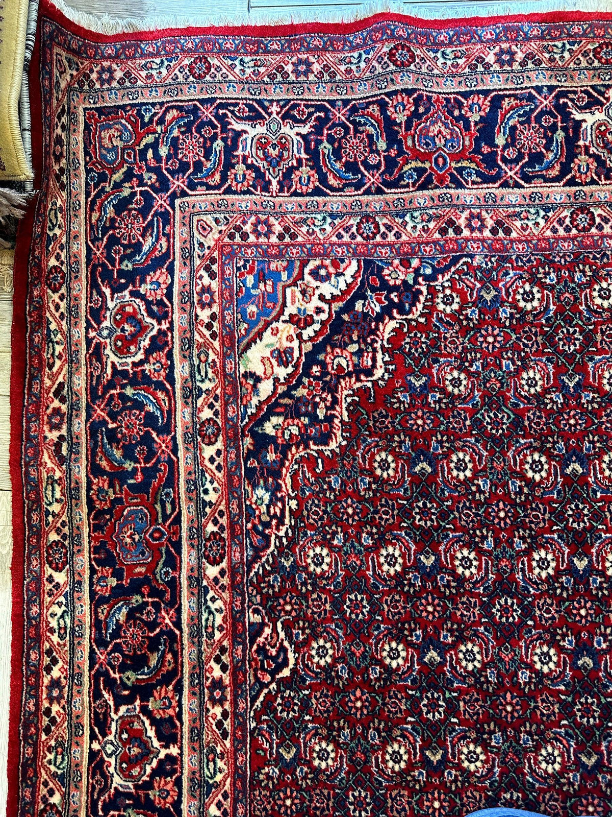 Vintage Persian Moud Rug 8'7" x 14'1", Hand-Knotted Wool, 1950s, view 5