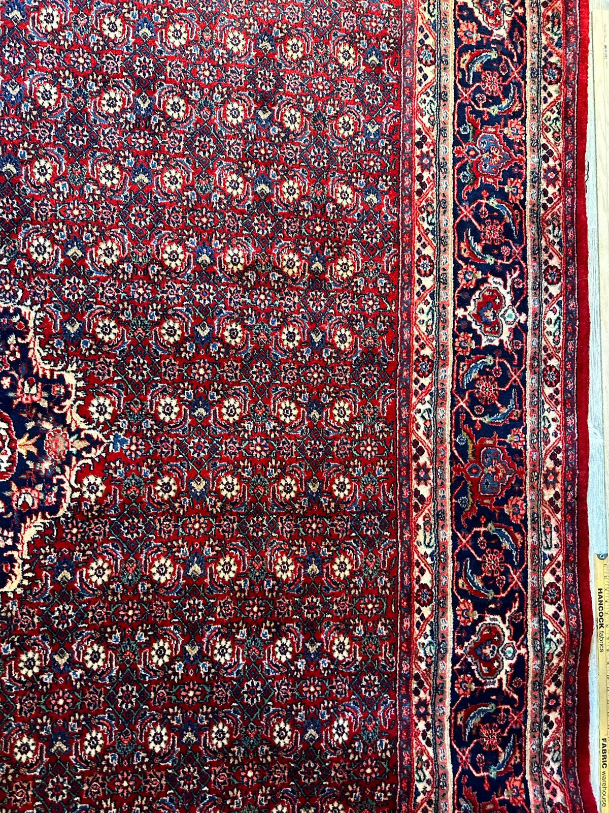 Vintage Persian Moud Rug 8'7" x 14'1", Hand-Knotted Wool, 1950s, view 8