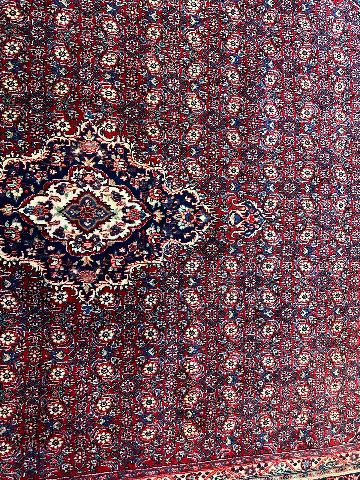 Vintage Persian Moud Rug 8'7" x 14'1", Hand-Knotted Wool, 1950s, view 9