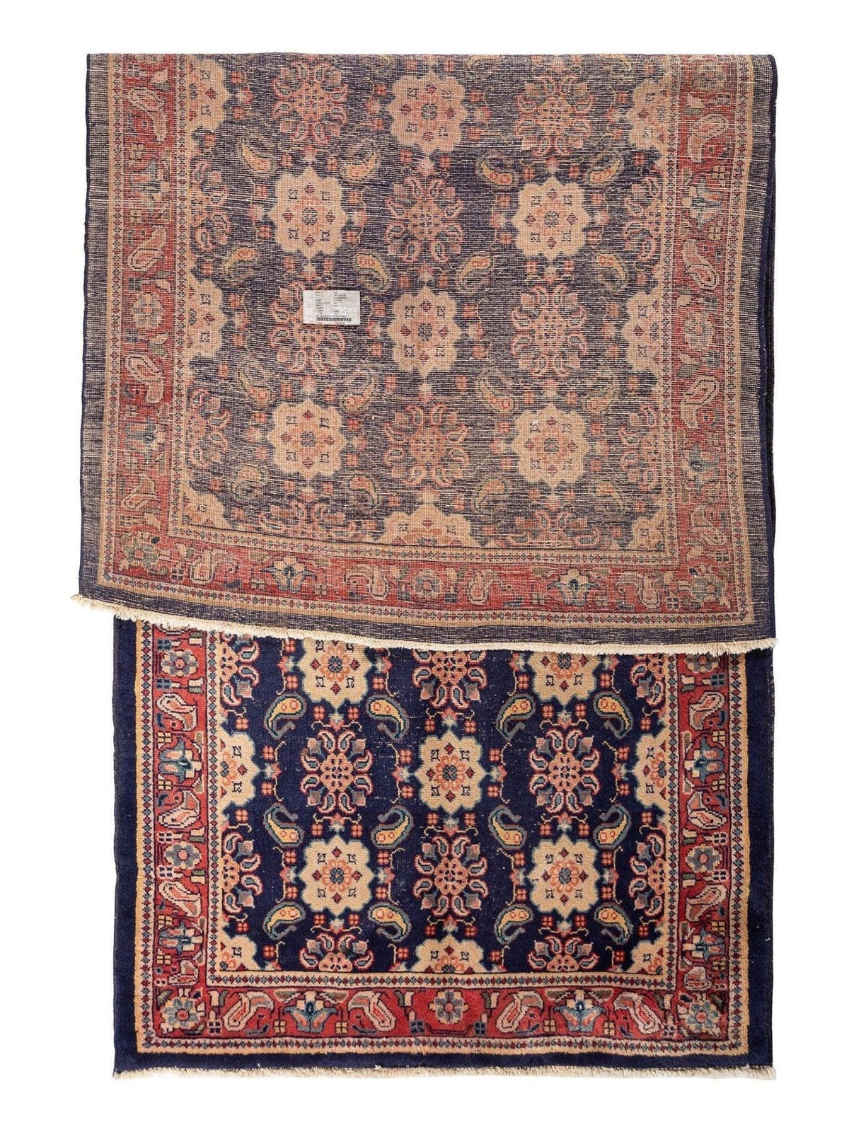 Antique Persian Varamin Rug 4'3" x 10'2", Hand-Knotted Wool, Orange, view 2