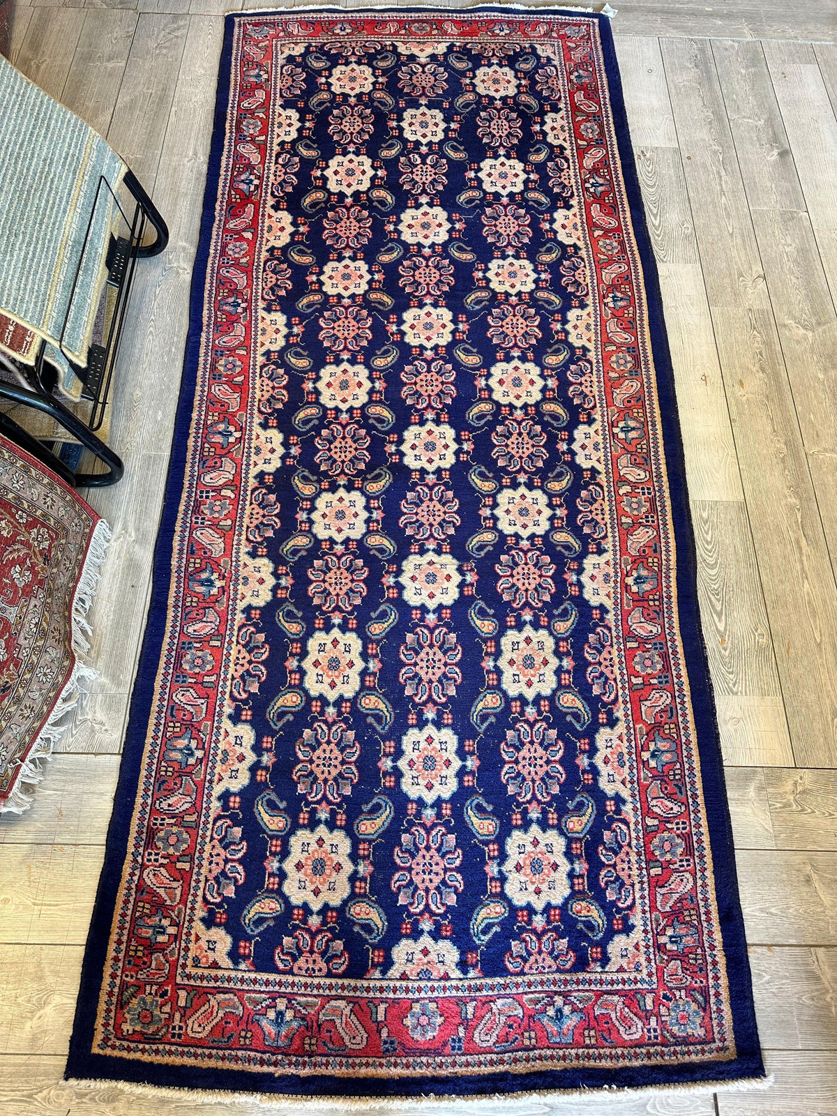 Antique Persian Varamin Rug 4'3" x 10'2", Hand-Knotted Wool, Orange, view 6