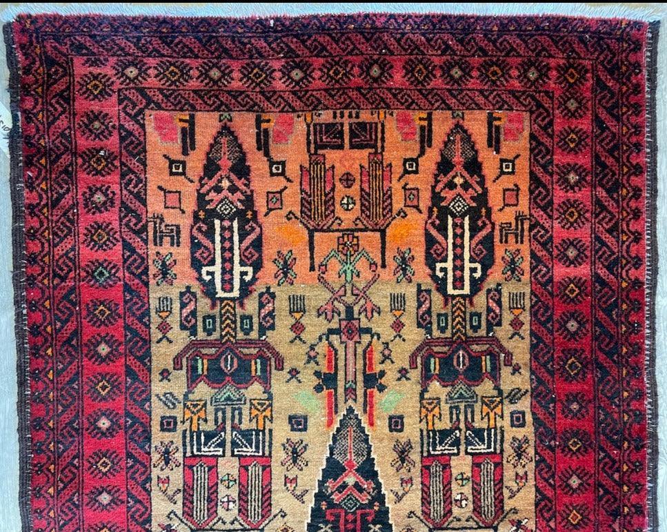 Vintage Persian Baluch Rug 3'9" x 6'2", Hand-Knotted Wool, 1970s, view 10