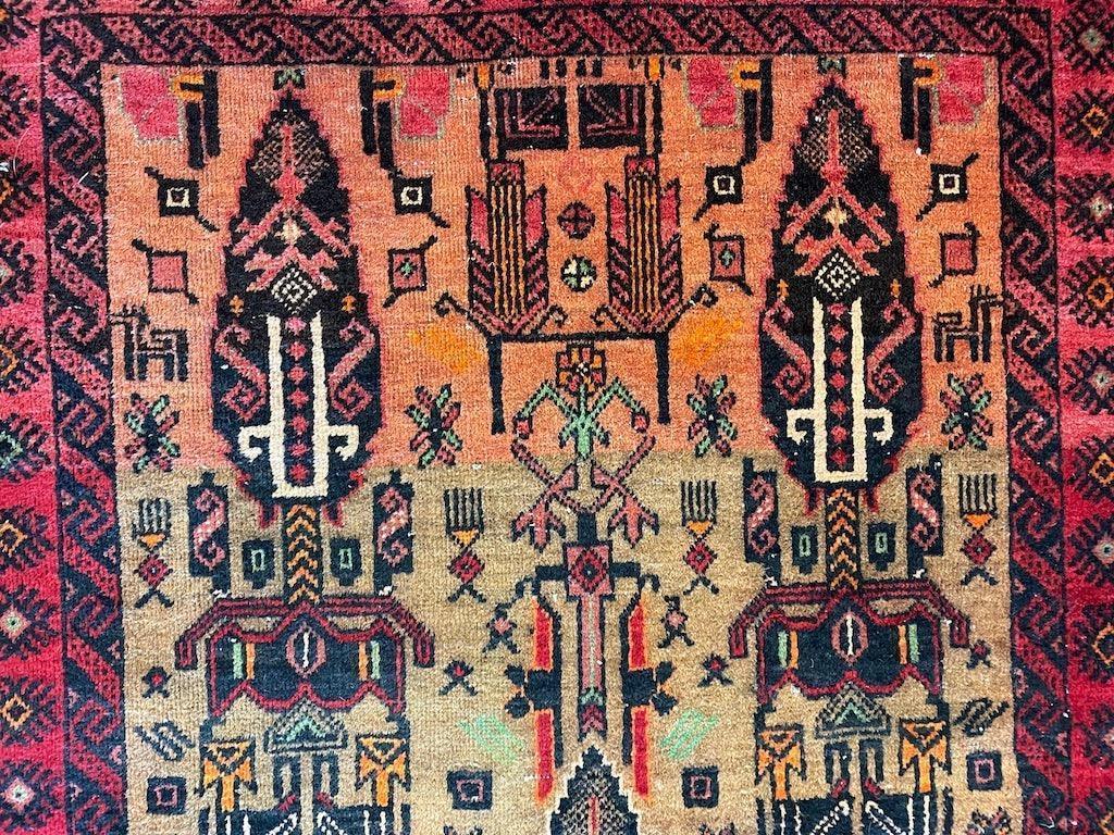 Vintage Persian Baluch Rug 3'9" x 6'2", Hand-Knotted Wool, 1970s, view 11