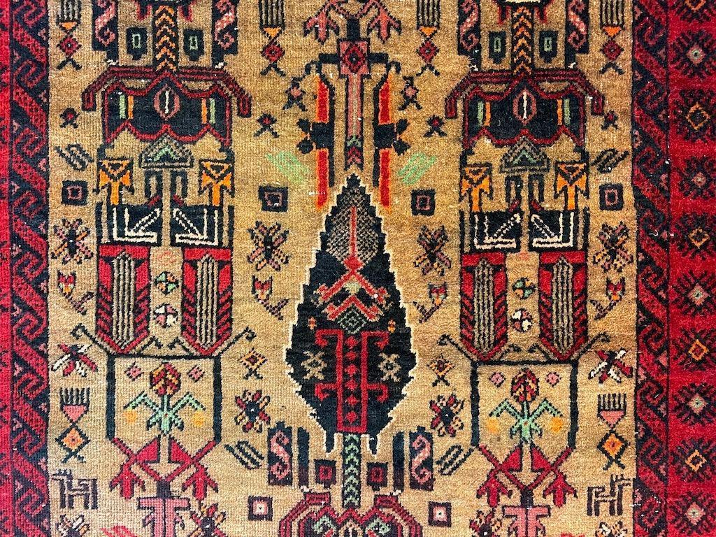 Vintage Persian Baluch Rug 3'9" x 6'2", Hand-Knotted Wool, 1970s, view 3