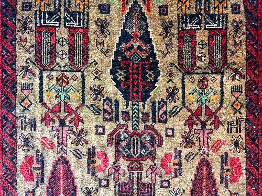 Vintage Persian Baluch Rug 3'9" x 6'2", Hand-Knotted Wool, 1970s, view 8