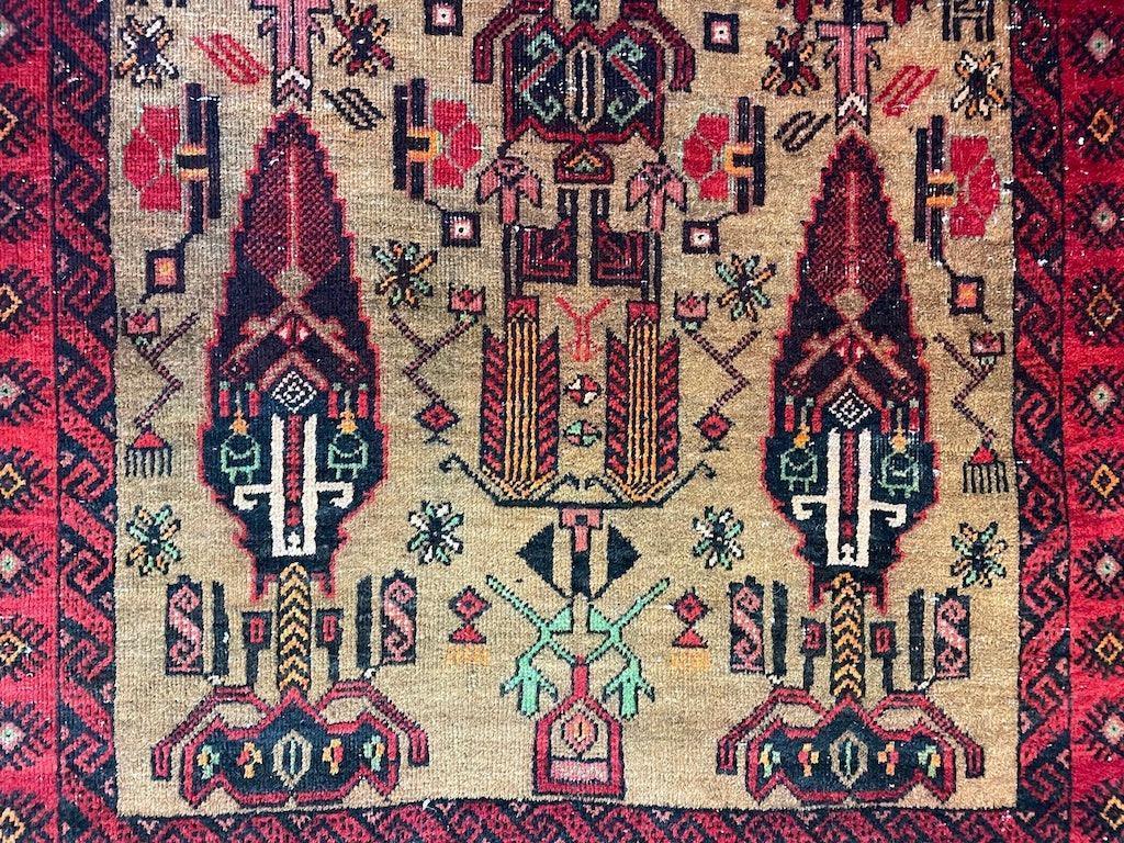 Vintage Persian Baluch Rug 3'9" x 6'2", Hand-Knotted Wool, 1970s, view 9