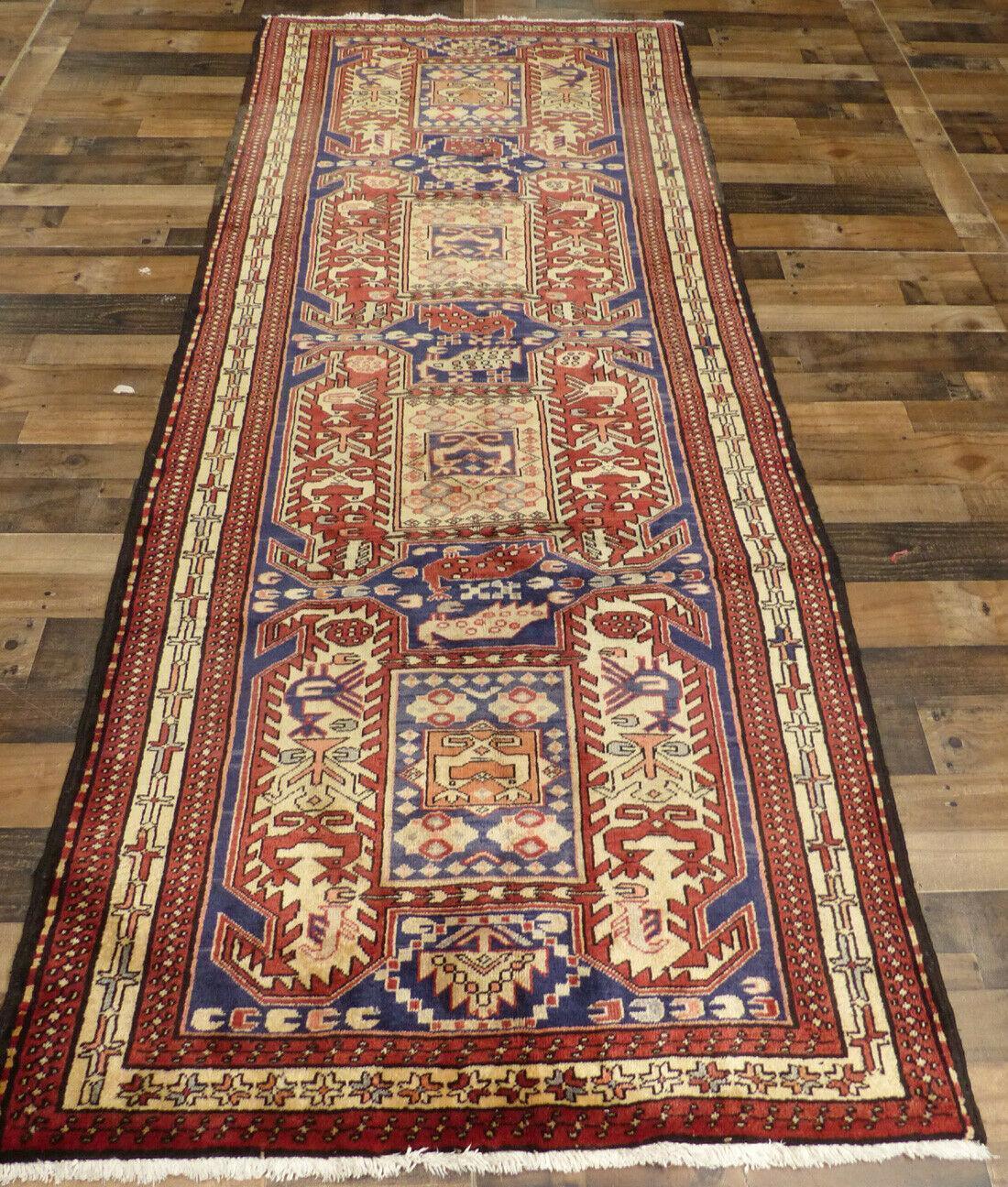 Vintage Persian Meshkin Runner 4' x 10'4", Hand-Knotted Wool, Blue, view 11