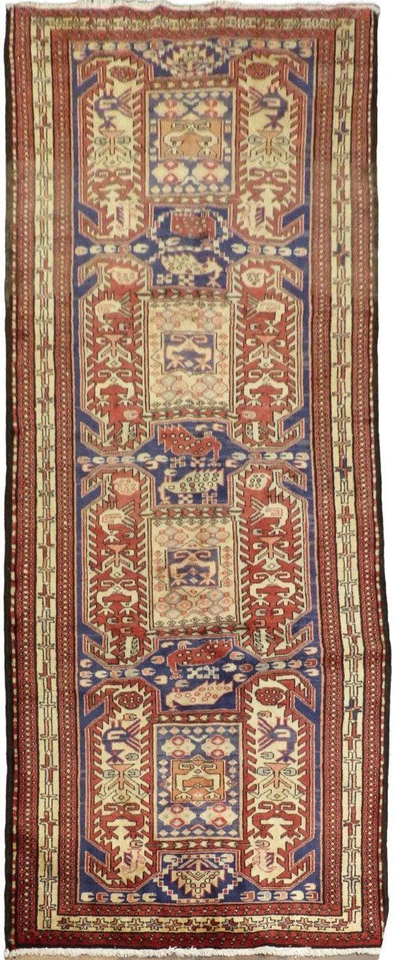 Vintage Persian Meshkin Runner 4' x 10'4", Hand-Knotted Wool, Blue, view 14