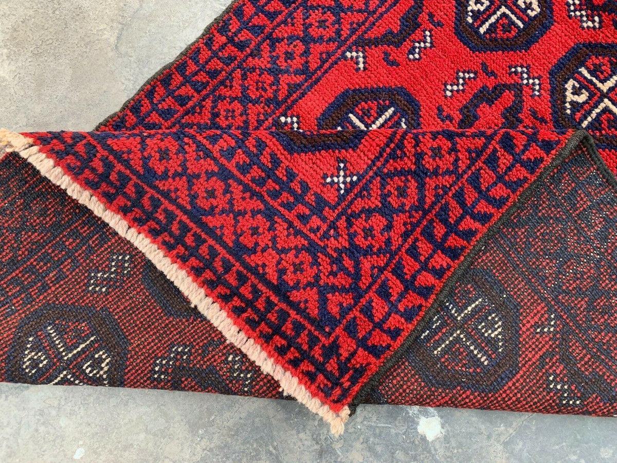 Hand Knotted Afghani Wool Baluch Runner Rug With Rug Pad 2x7 Ft, view 5
