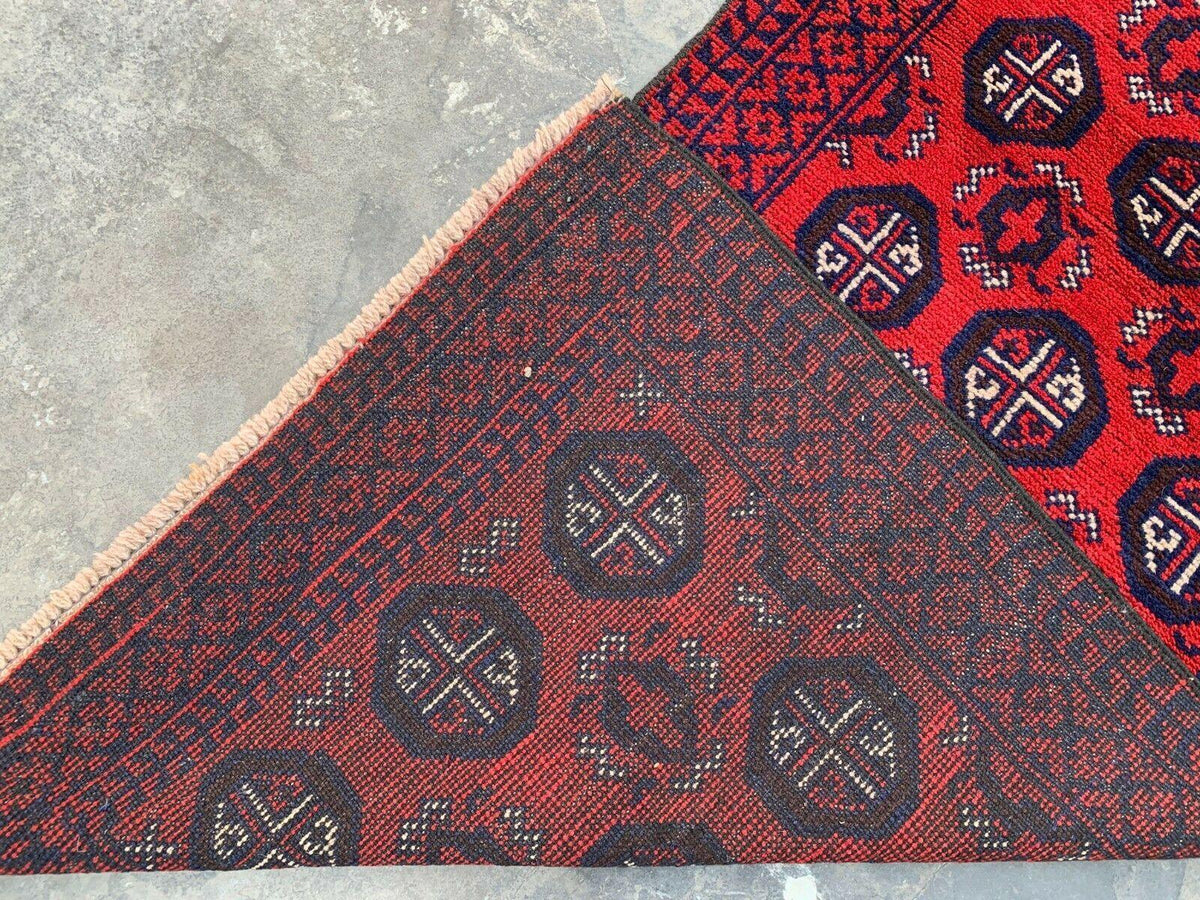 Hand Knotted Afghani Wool Baluch Runner Rug With Rug Pad 2x7 Ft, view 6