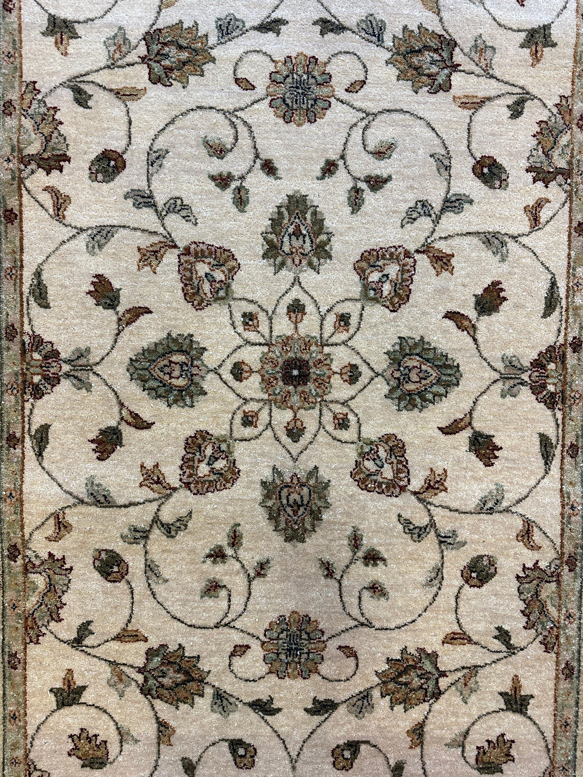 Indian Chobi Rug 4' x 6', Hand-Knotted Wool, Cream, view 2