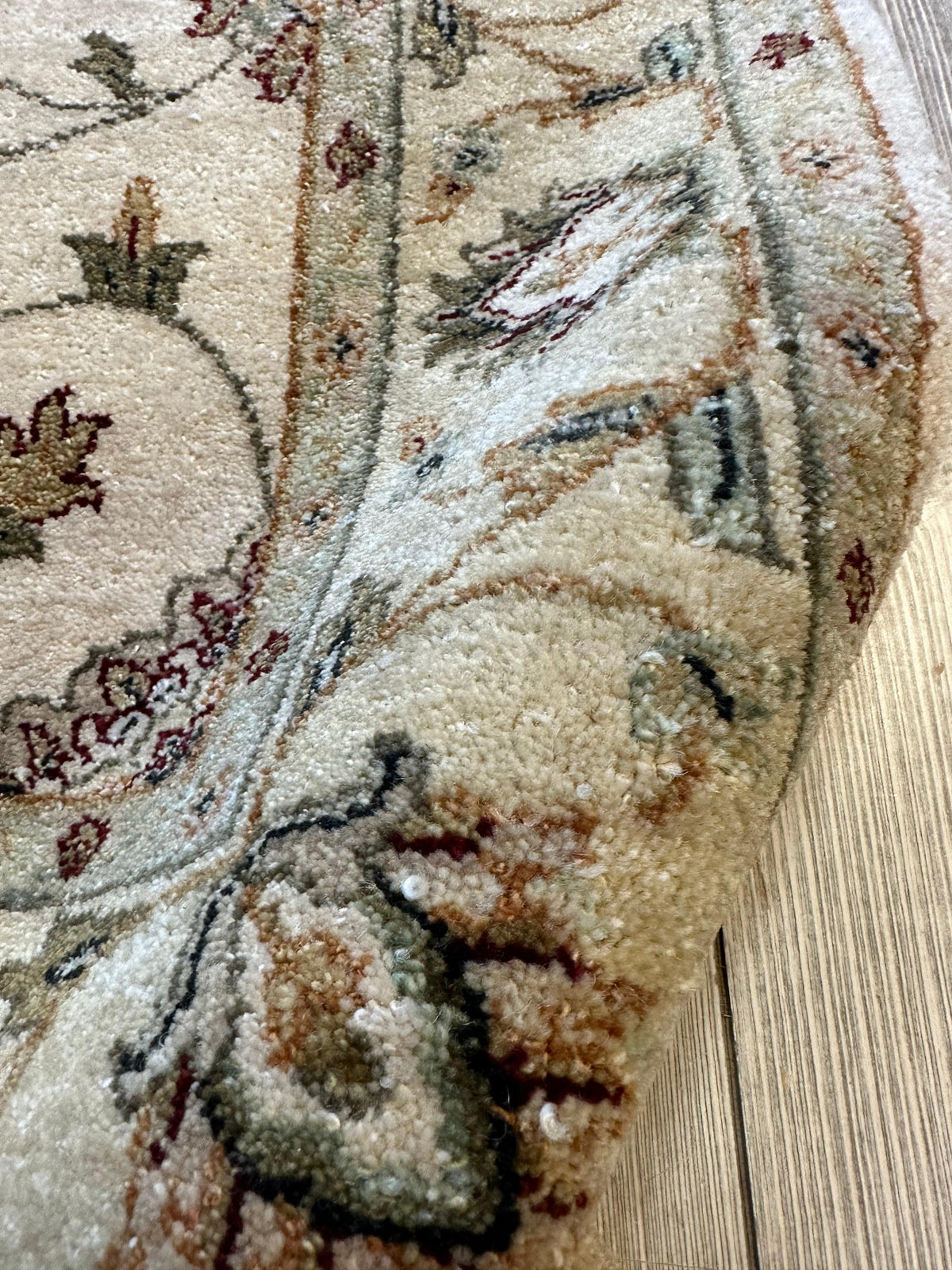 Indian Chobi Rug 4' x 6', Hand-Knotted Wool, Cream, view 7