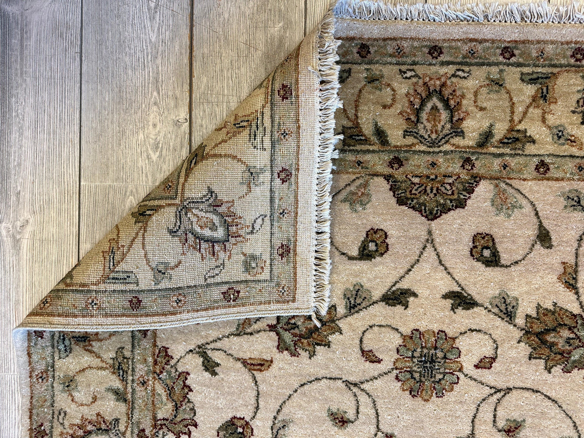 Indian Chobi Rug 4' x 6', Hand-Knotted Wool, Cream, view 8