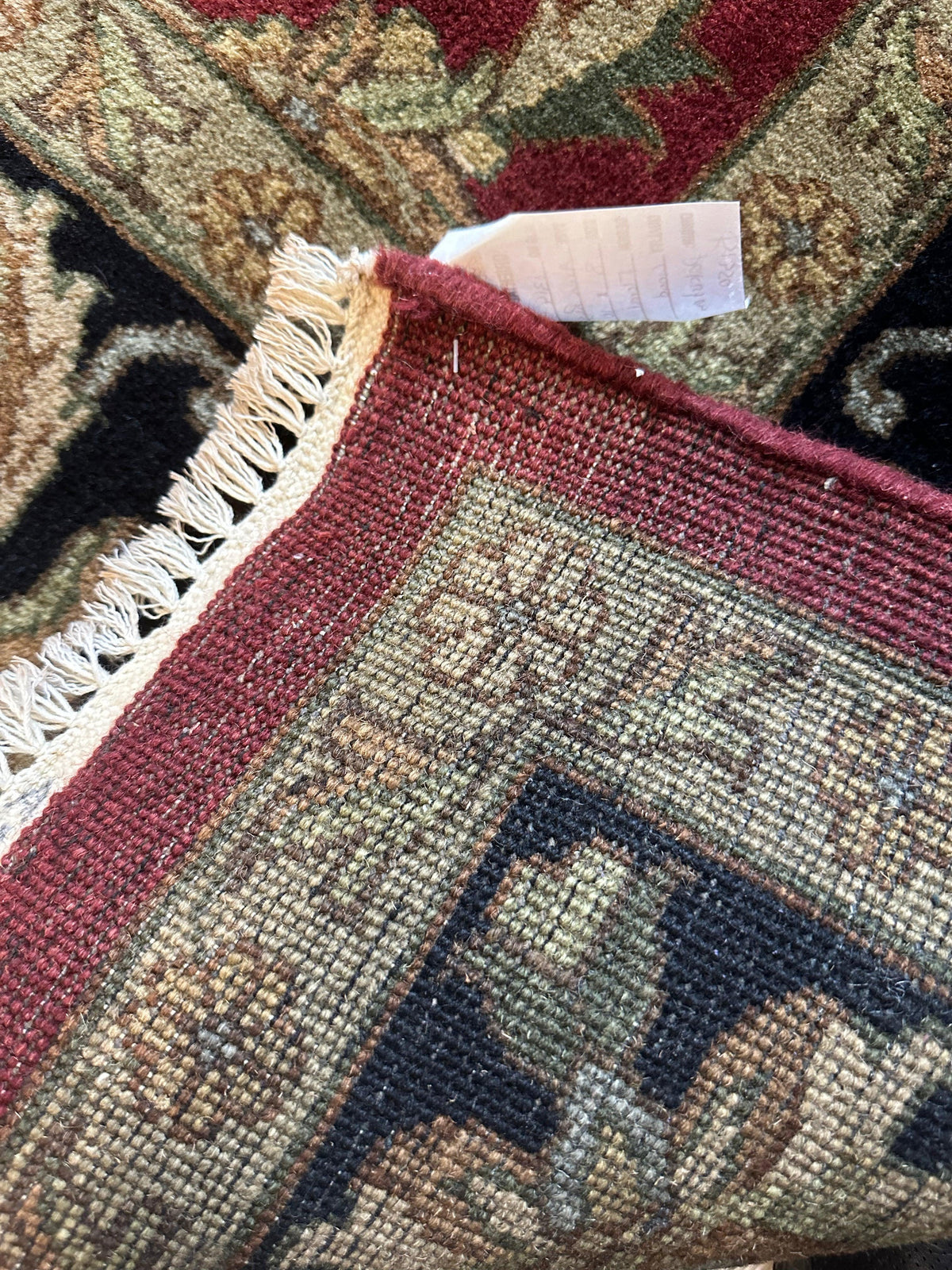 Indian Agra Rug 8'1" x 10', Hand-Knotted Wool, Brown, Cream & Red, view 7