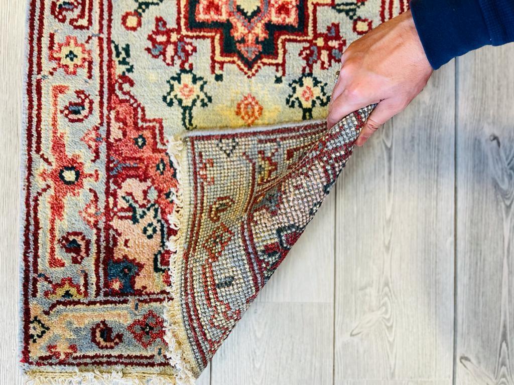 Caucasian Kazak Runner 2x6, Light Blue, Red & Ivory, Hand-Knotted Wool, view 4