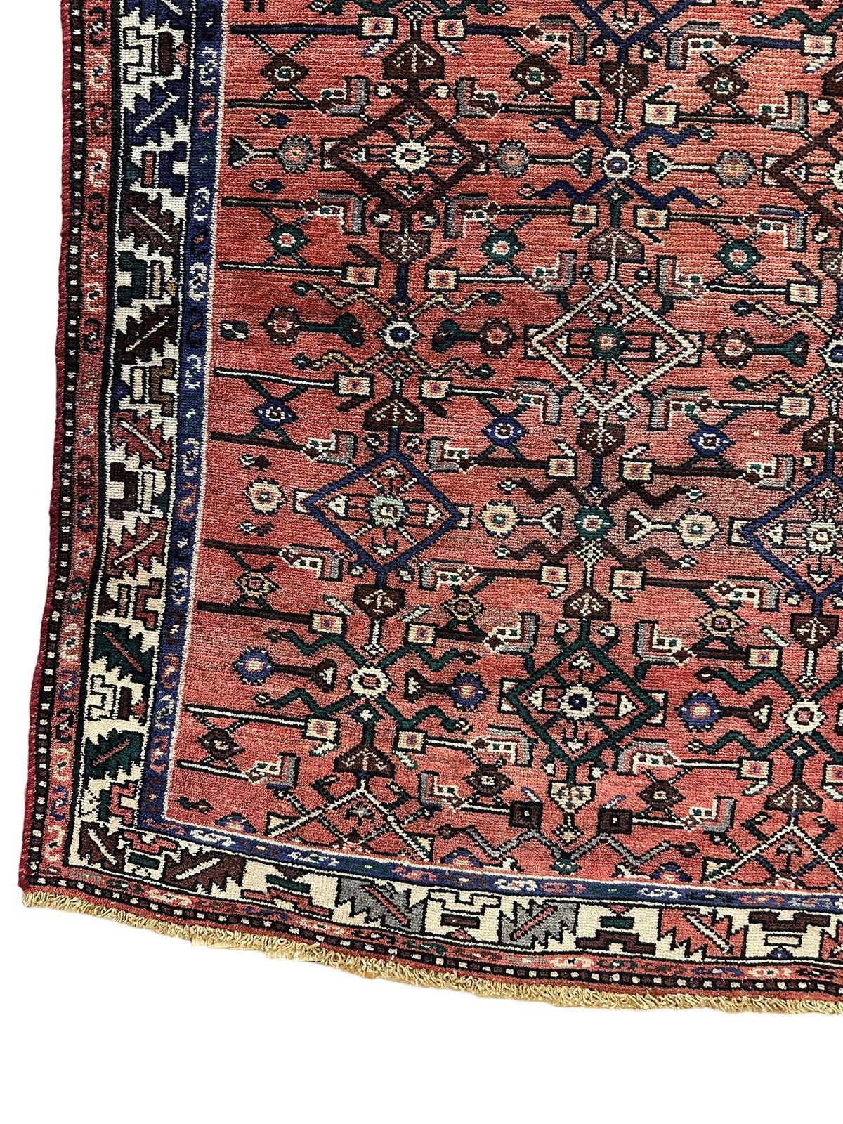 Vintage Persian Hamadan Runner 3'6" x 9'10", Hand-Knotted Wool, 1950s, view 3