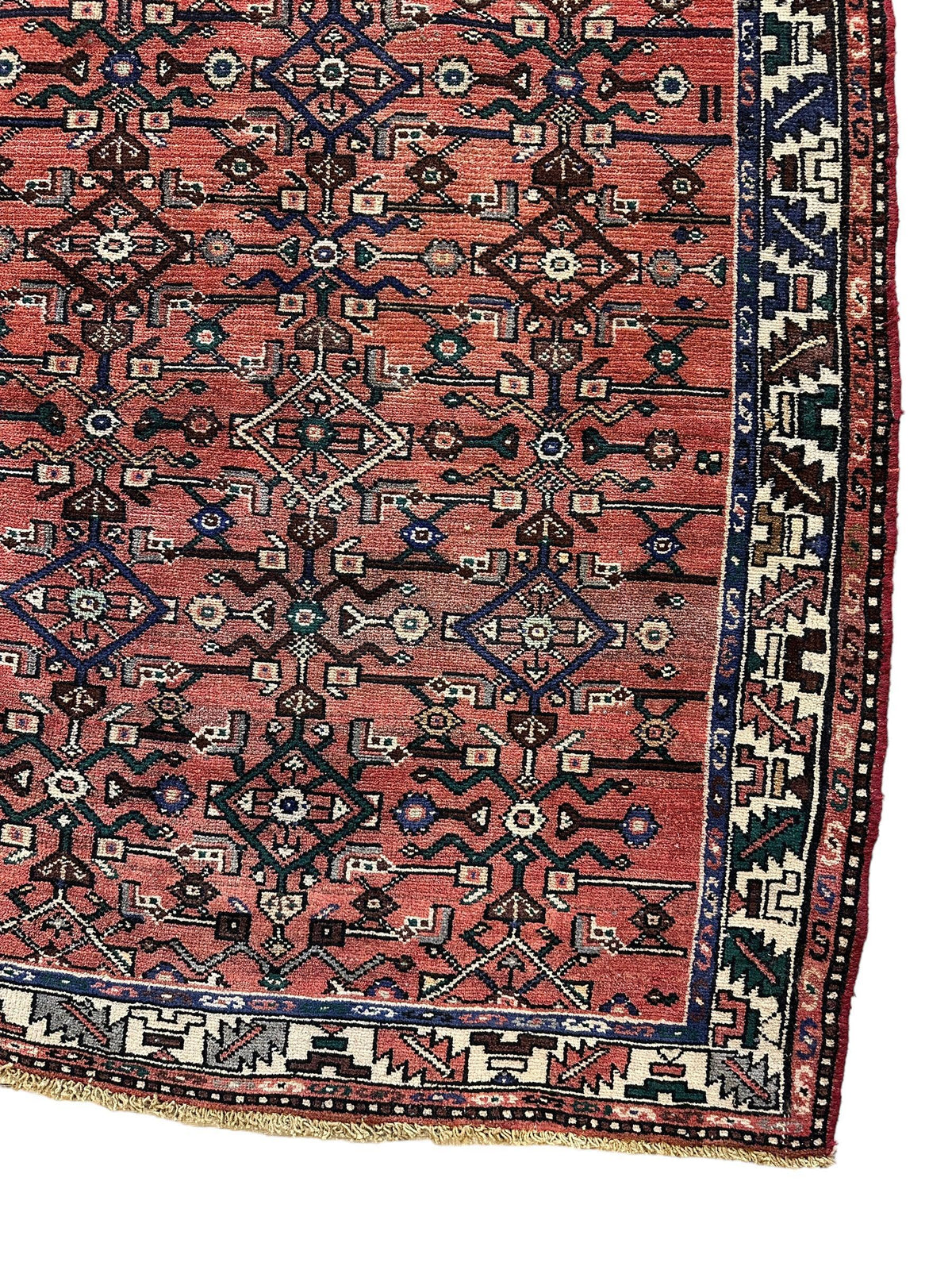 Vintage Persian Hamadan Runner 3'6" x 9'10", Hand-Knotted Wool, 1950s, view 4